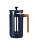 LC Pisa French Press Kaffeemaschine für 8 Tassen mit marineblauem Holzgriff, 14,5 x 10 x 21 cm