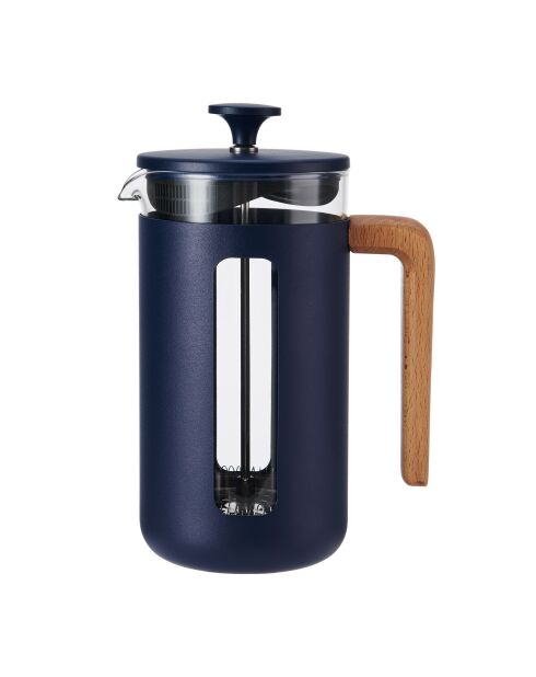 LC Pisa French Press Kaffeemaschine für 8 Tassen mit marineblauem Holzgriff, 14,5 x 10 x 21 cm
