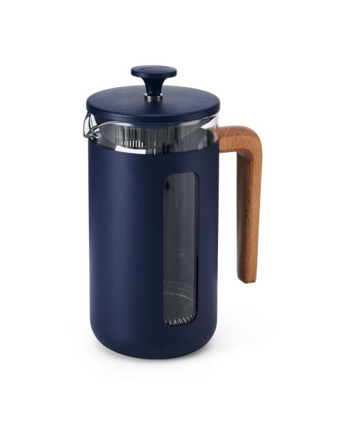 LC Pisa French Press Kaffeemaschine für 8 Tassen mit marineblauem Holzgriff, 14,5 x 10 x 21 cm
