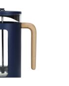 LC Pisa French Press Kaffeemaschine für 8 Tassen mit marineblauem Holzgriff, 14,5 x 10 x 21 cm