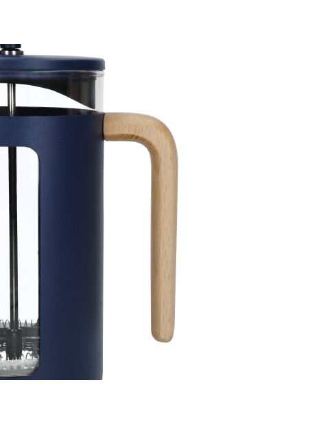 LC Pisa French Press Kaffeemaschine für 8 Tassen mit marineblauem Holzgriff, 14,5 x 10 x 21 cm