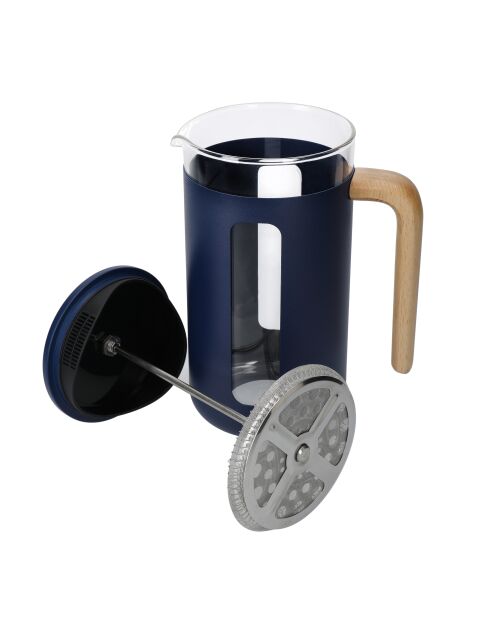 LC Pisa French Press Kaffeemaschine für 8 Tassen mit marineblauem Holzgriff, 14,5 x 10 x 21 cm