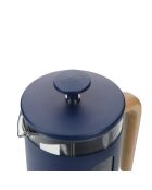 LC Pisa French Press Kaffeemaschine für 8 Tassen mit marineblauem Holzgriff, 14,5 x 10 x 21 cm