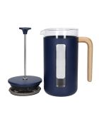 LC Pisa French Press Kaffeemaschine für 8 Tassen mit marineblauem Holzgriff, 14,5 x 10 x 21 cm