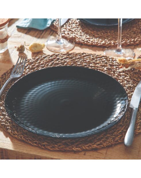 6 piatti piani Pampille neri — 25 cm