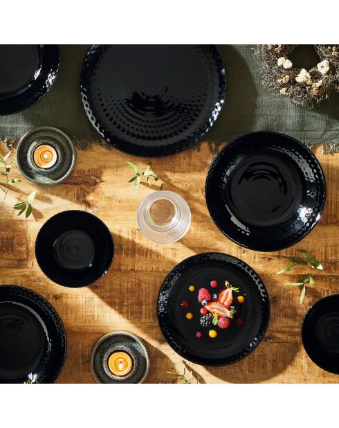 6 piatti piani Pampille neri — 25 cm