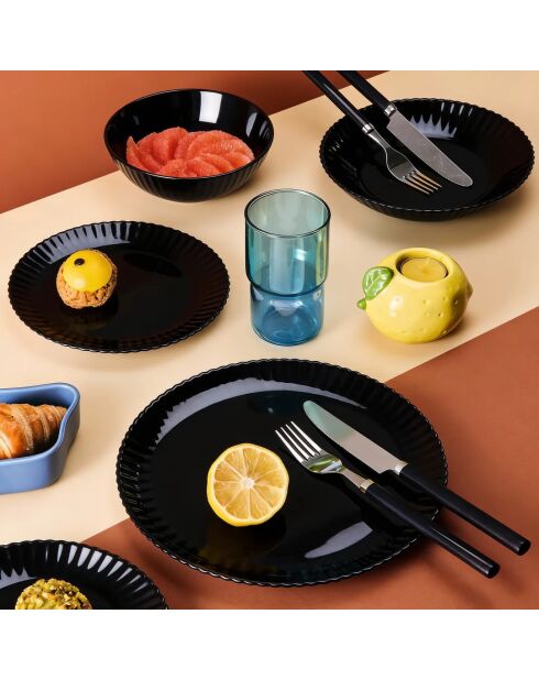 6 piatti piani Black Bloom - 25 cm