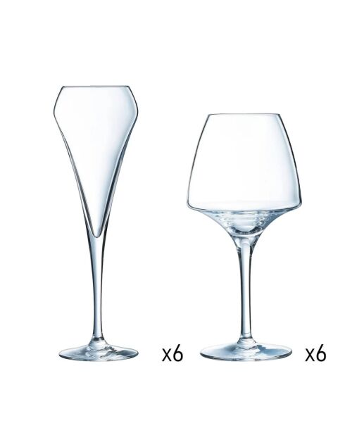 Set di calici e flute da champagne trasparenti Open Up