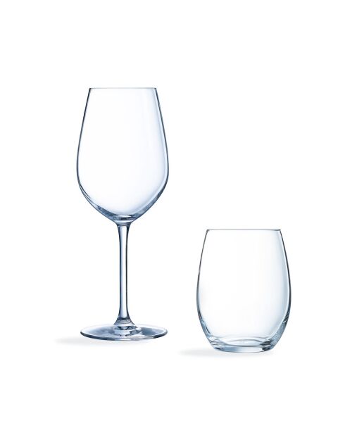 Set Sequence in vetro trasparente (calici e bicchieri da acqua) - 12 pezzi