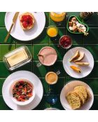 6 piatti da dessert Bloom bianchi - 19 cm