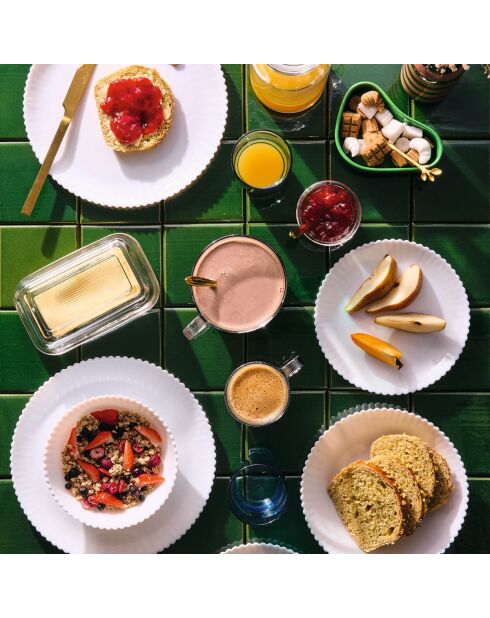 6 piatti da dessert Bloom bianchi - 19 cm