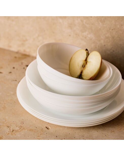 6 piatti piani Apy bianchi - 25 cm