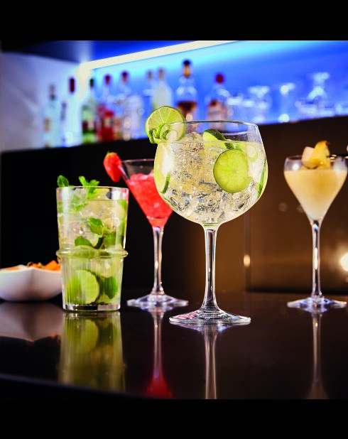 6 bicchieri trasparenti da Cocktail Bar con stelo - 70cl