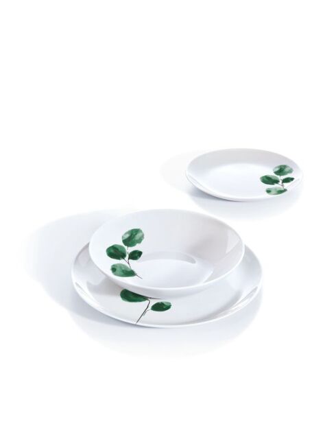 6 piatti da dessert in eucalipto bianco - 19 cm