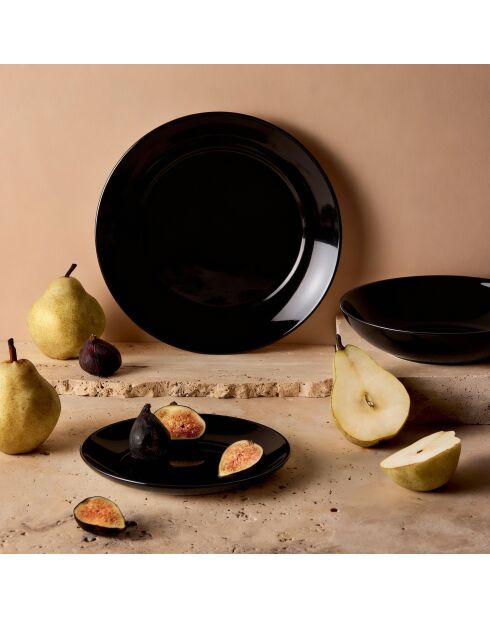 6 piatti piani Apy neri - 25 cm
