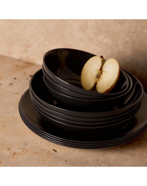 6 piatti piani Apy neri - 25 cm