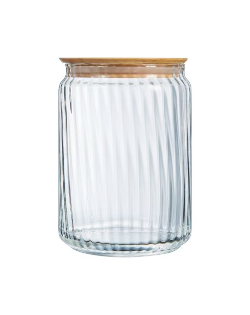 Tarro Nova de vidrio transparente con tapa de bambú - 1L