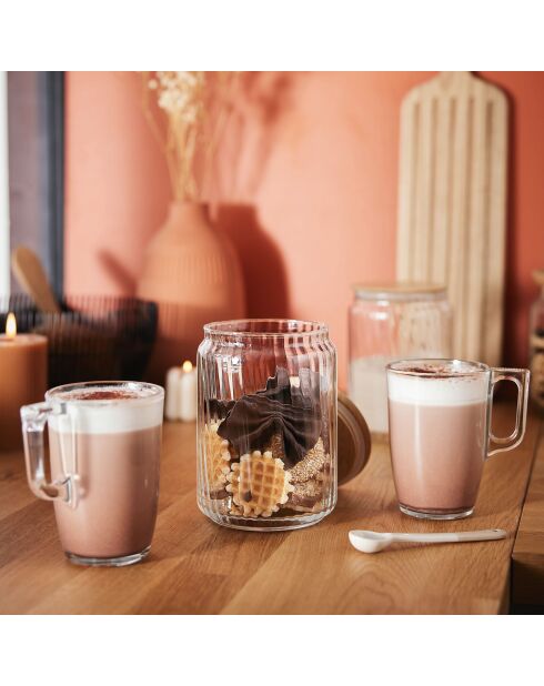 Tarro Nova de vidrio transparente con tapa de bambú - 1L