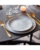 6 piatti da dessert Diwali con effetto marmorizzato casuale grigio - 19 cm