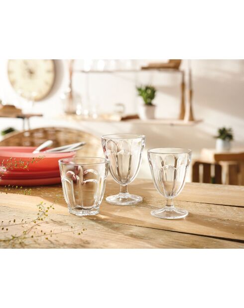 6 bicchieri trasparenti con stelo romano - 14 cl