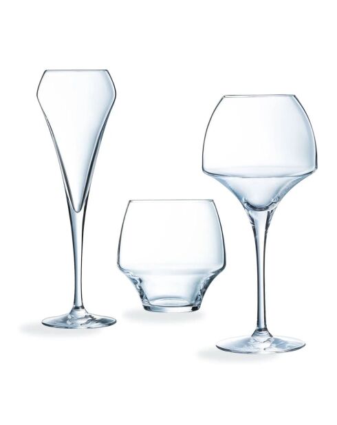 Set in vetro trasparente Open Up — 18 pezzi