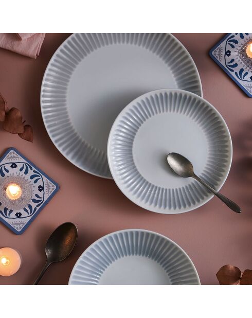 6 piatti piani Cottage in granito grigio - 25 cm