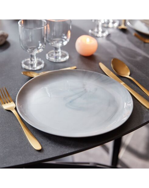 6 piatti grigi effetto marmo Diwali - 25 cm