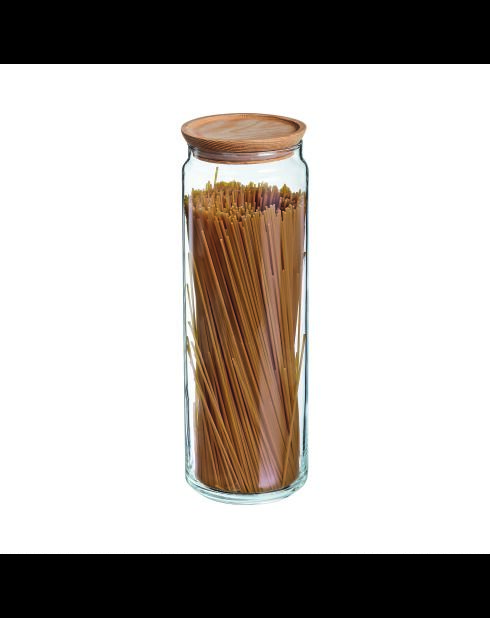 Tarro transparente para espaguetis Pure Jar Wood con tapa de madera, 2 litros