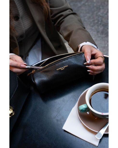 Pochette en cuir Laya noir - 20x10x3cm