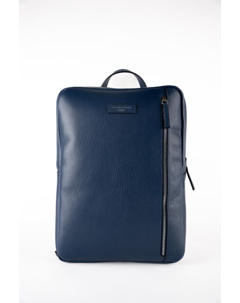 Sac à dos en cuir Valencia bleu marine - 29 x38 x8 cm