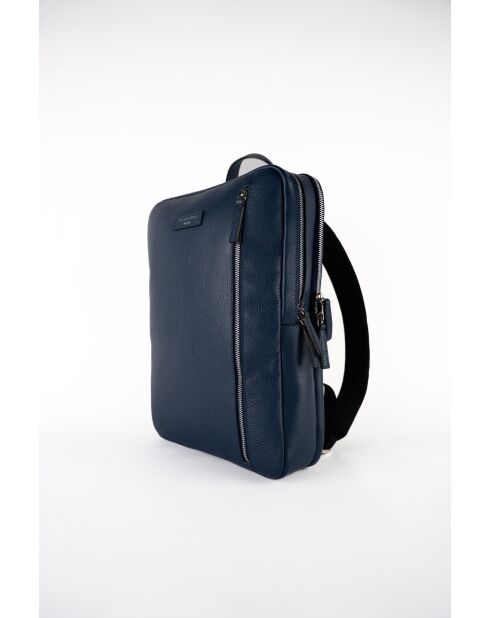 Sac à dos en cuir Valencia bleu marine - 29 x38 x8 cm