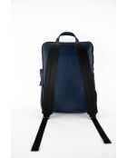 Sac à dos en cuir Valencia bleu marine - 29 x38 x8 cm