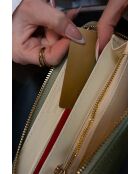 Selma leren portemonnee fles groen - 20x10x3cm