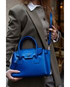 Elektrisch blauwe Jeny leren handtas - 25x19x7 cm