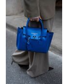 Elektrisch blauwe Jeny leren handtas - 25x19x7 cm