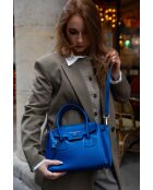 Elektrisch blauwe Jeny leren handtas - 25x19x7 cm