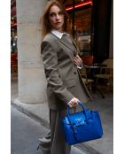 Elektrisch blauwe Jeny leren handtas - 25x19x7 cm