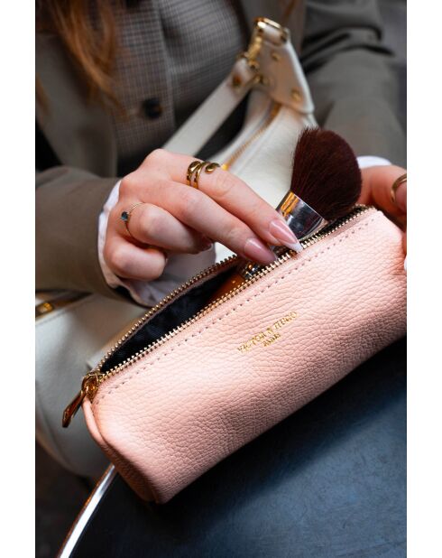 Pochette en cuir Laya rose clair - 20x10x3cm