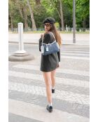 Sac porté épaule en cuir Kate bleu marine/blanc