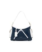 Sac porté épaule en cuir Kate bleu marine/blanc