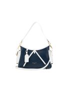 Sac porté épaule en cuir Kate bleu marine/blanc