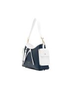 Sac porté épaule en cuir Kate bleu marine/blanc