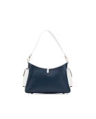 Sac porté épaule en cuir Kate bleu marine/blanc