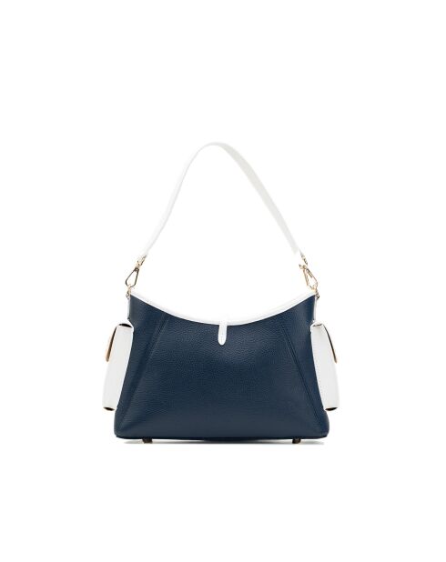 Sac porté épaule en cuir Kate bleu marine/blanc