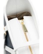 Sac porté épaule en cuir Kate bleu marine/blanc