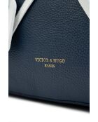 Sac porté épaule en cuir Kate bleu marine/blanc