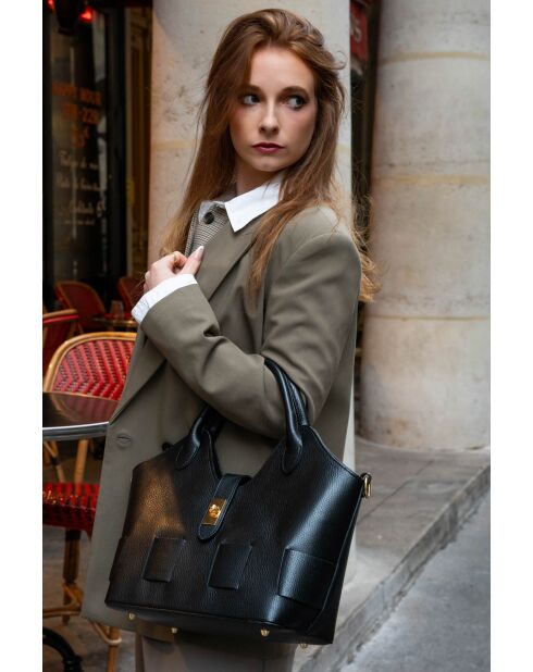 Zwarte Soho leren handtas - 28x43x16cm