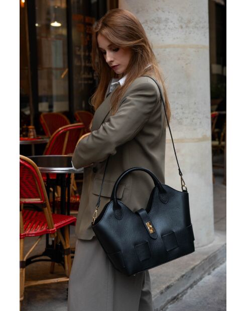 Zwarte Soho leren handtas - 28x43x16cm