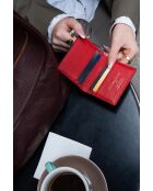 Salma rode leren kaarthouder - 8x11x1cm