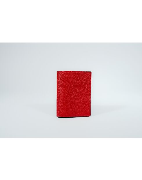 Salma rode leren kaarthouder - 8x11x1cm